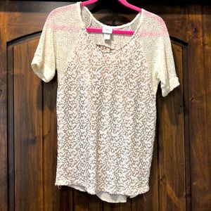 Daytrip flowy top sequined, cream/rose gold small